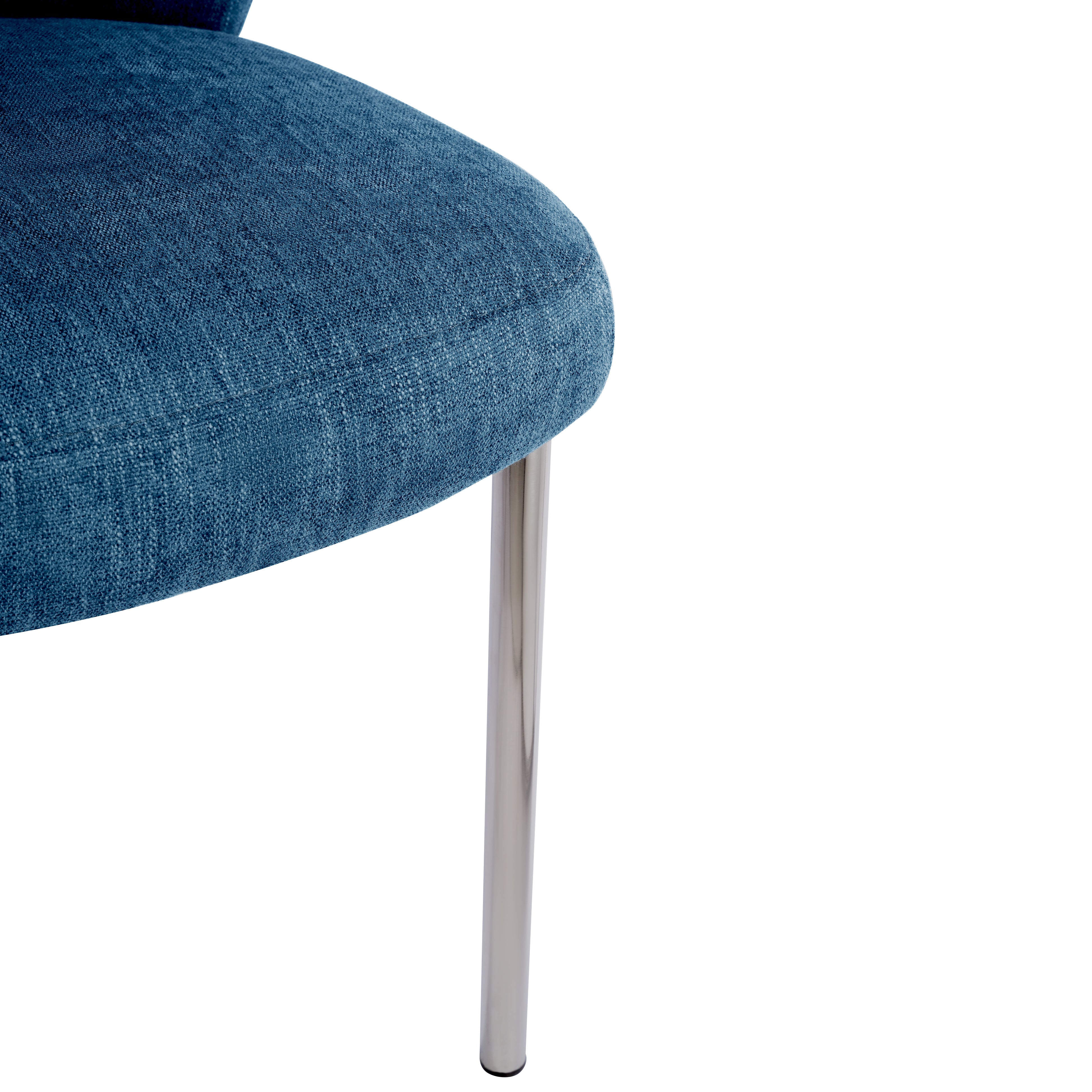 Fomo Chenille-upholstered Stainless Steel Base Dining Chair in Azure (Set of 2)